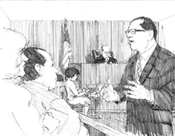 Courtroom Illustration by LD Chukman